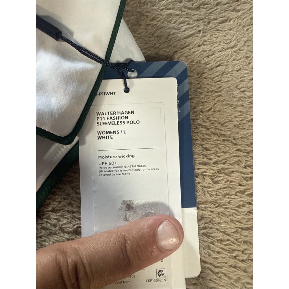 NWT - WALTER HAGEN Women's 125th US OPEN - OAKMONT White Sleeveless Polo Top - L - Picture 4 of 7